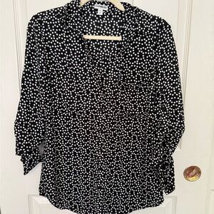 Express Women's Black and White Dotted Blouse